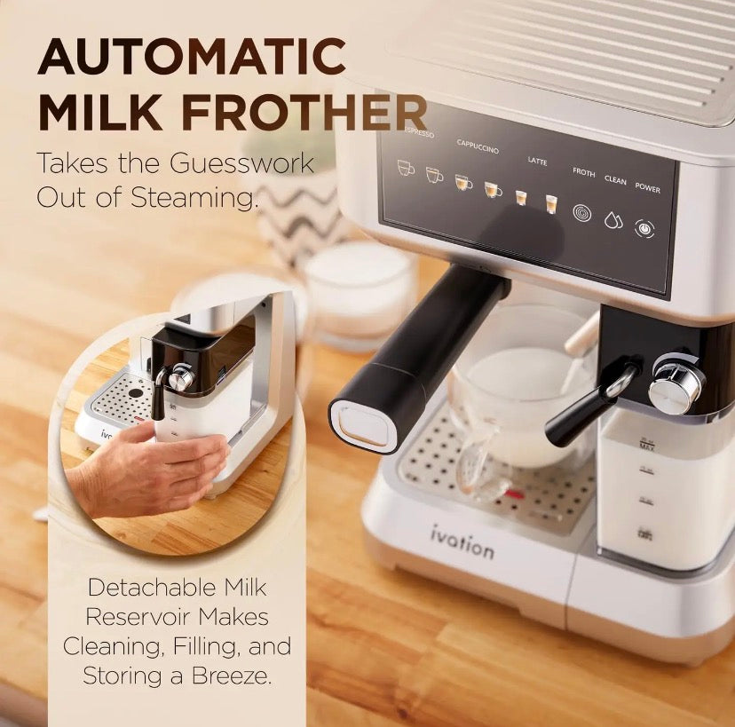 Ivation 2-in-1 Espresso- &amp; Cappuccino-Maschine mit Milchaufschäumer