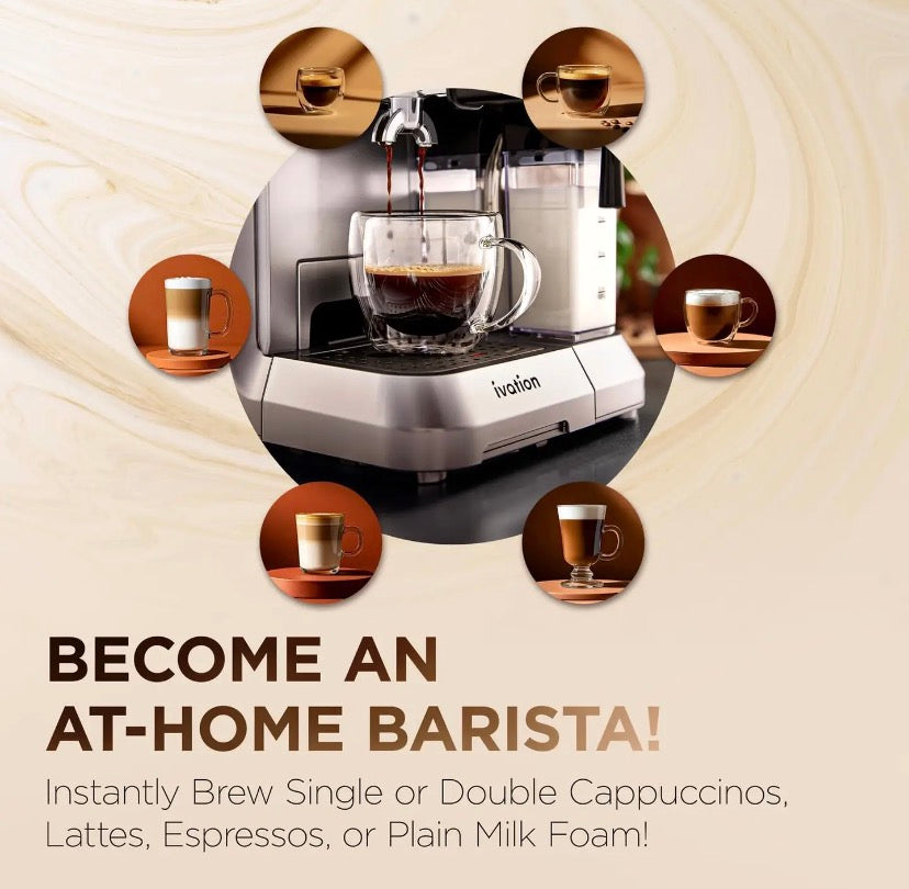 Ivation 2-in-1 Espresso- &amp; Cappuccino-Maschine mit Milchaufschäumer