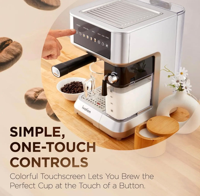 Ivation 2-in-1 Espresso- &amp; Cappuccino-Maschine mit Milchaufschäumer