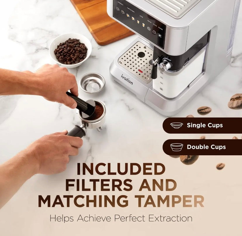 Ivation 2-in-1 Espresso- &amp; Cappuccino-Maschine mit Milchaufschäumer